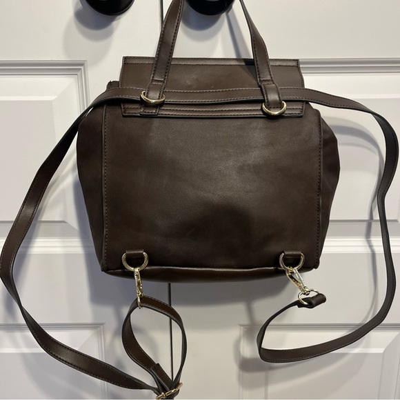 Nanette Lepore Brown Vegan Leather Logo Convertible Backpack - Picture 6 of 10